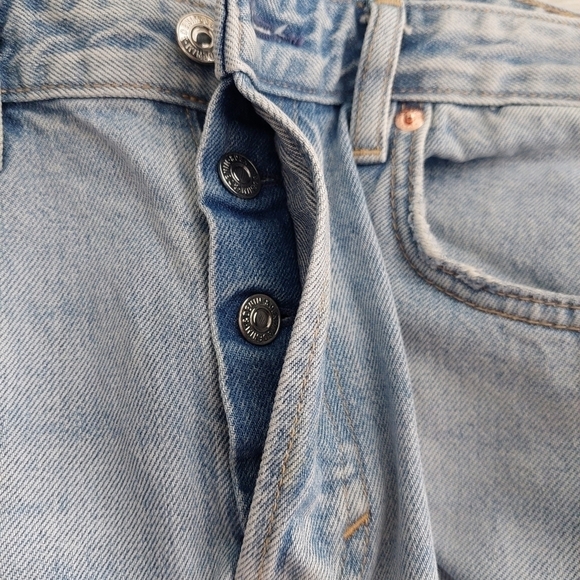 &Denim Button Fly Original Straight Fit High Waist Raw Hem Jeans Sz 33 Cotton. - Picture 10 of 11